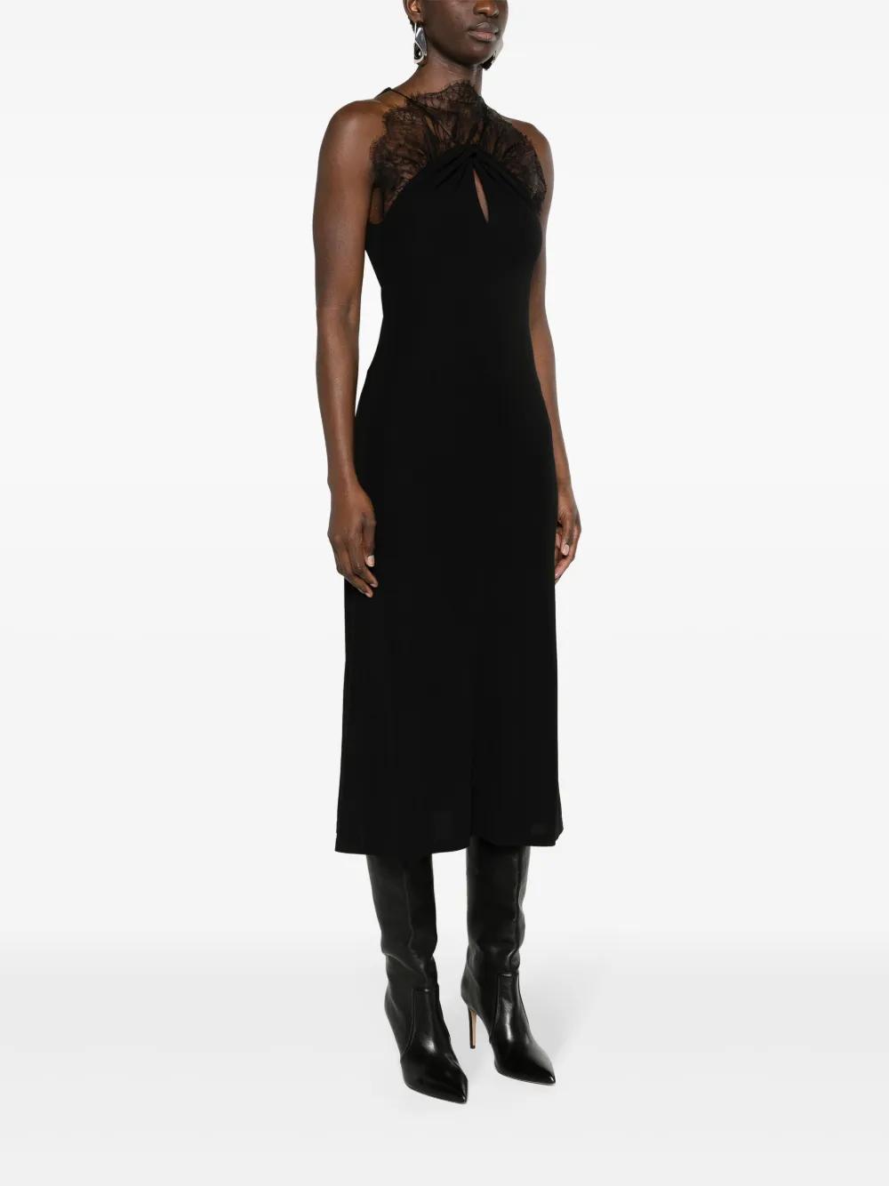 lace-appliqué halterneck midi dress Product Image