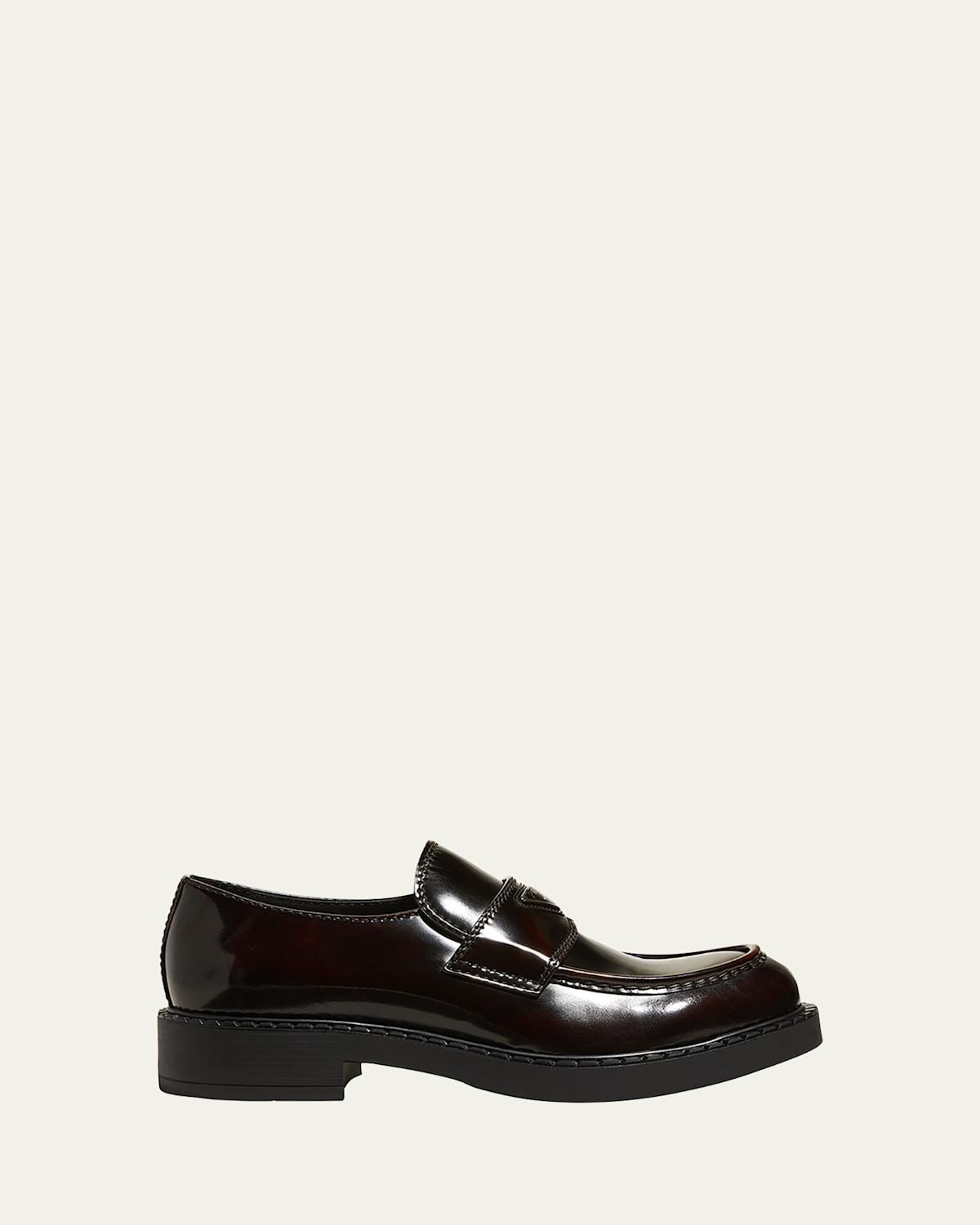 Mens Triangle Logo Leather Loafers Product Image