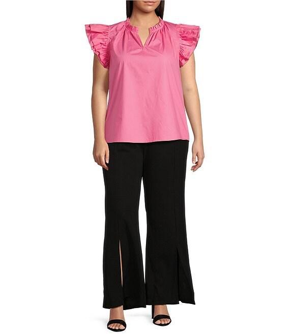 Sugarlips Plus Size Ruffle-Sleeve Woven Poplin Blouse Product Image