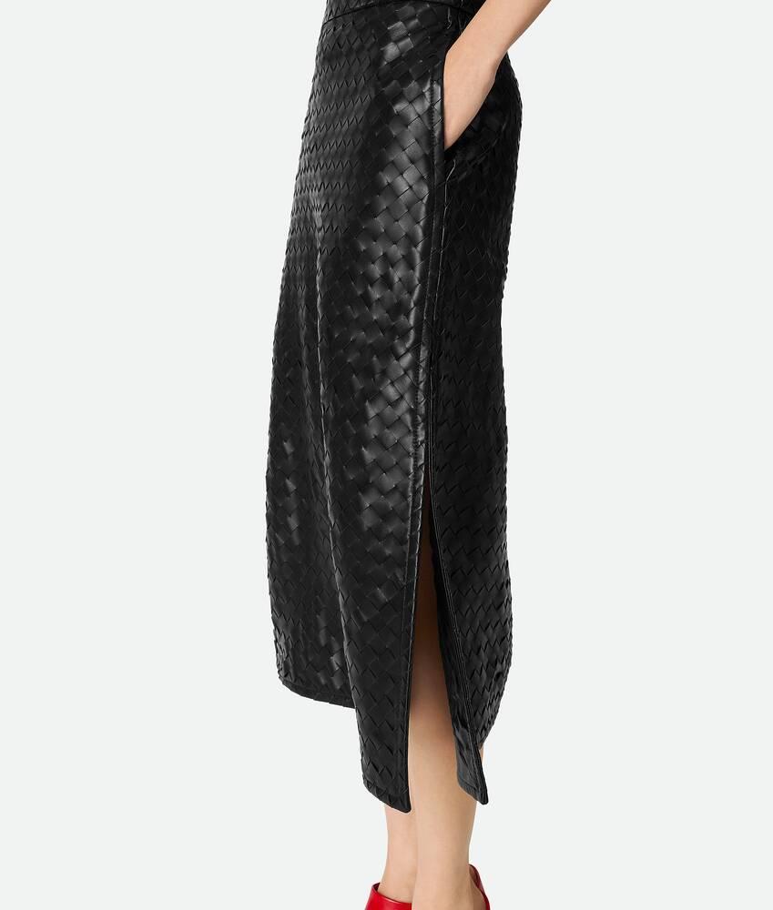 Women's Intrecciato Leather Skirt in Black Product Image