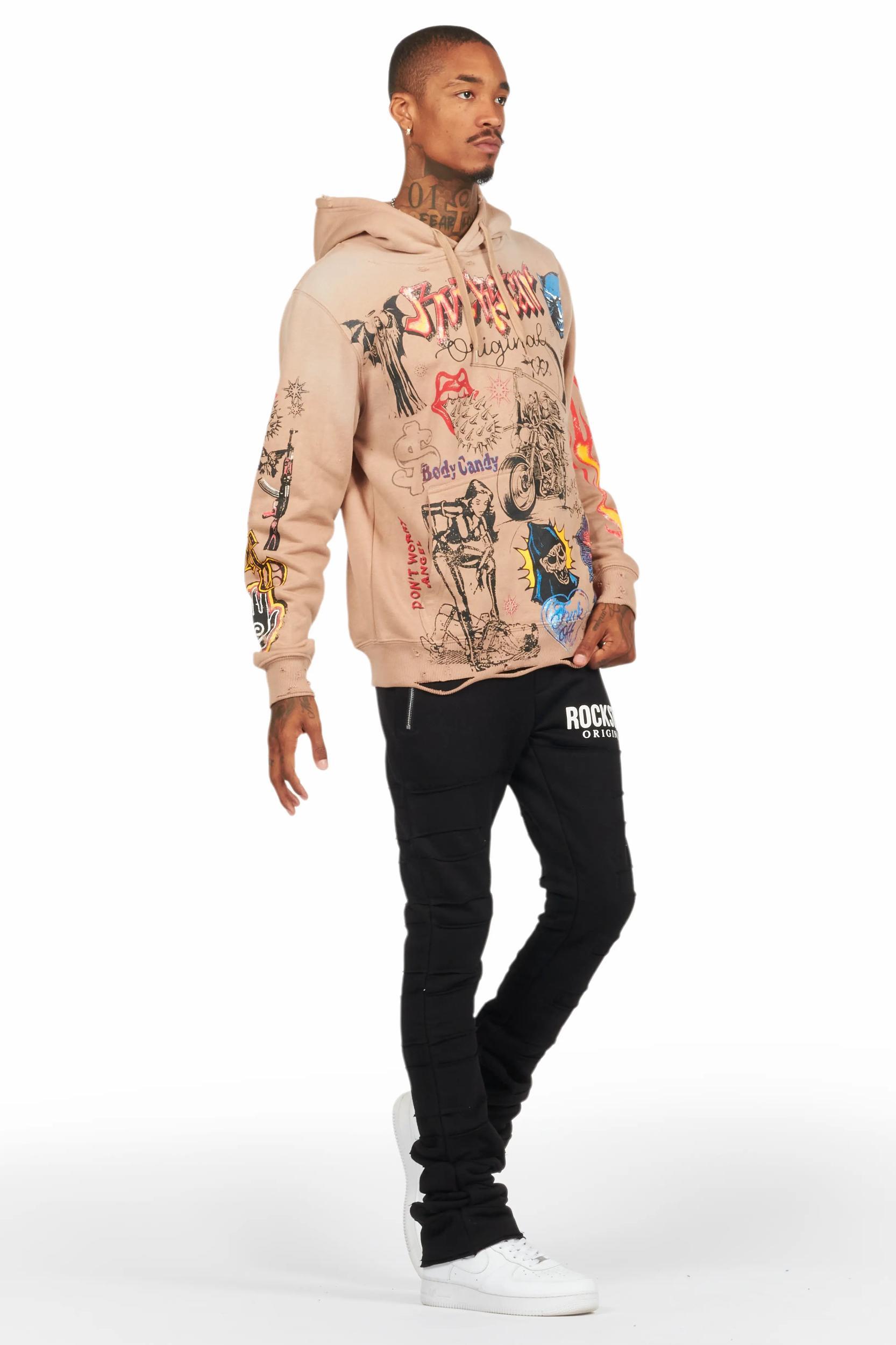 Emilio Black Stacked Flare Track Pant Male Product Image