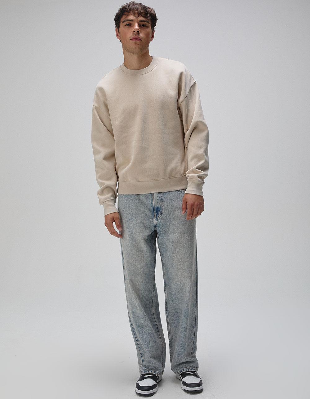 RSQ Mens Washed Oversized Crewneck Sweatshirt - TAUPE Product Image