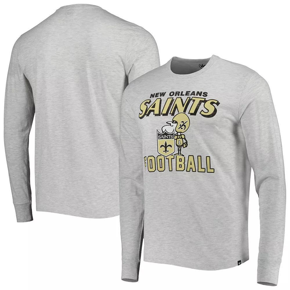 Men's '47 Heathered Gray New Orleans Saints Dozer Franklin Long Sleeve T-Shirt, Size: Large, Grey Product Image