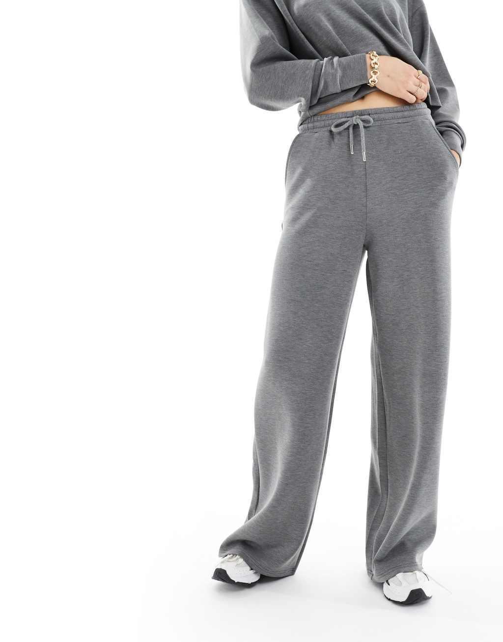 Stradivarius soft touch wide leg sweatpants in gray - part of a set Product Image