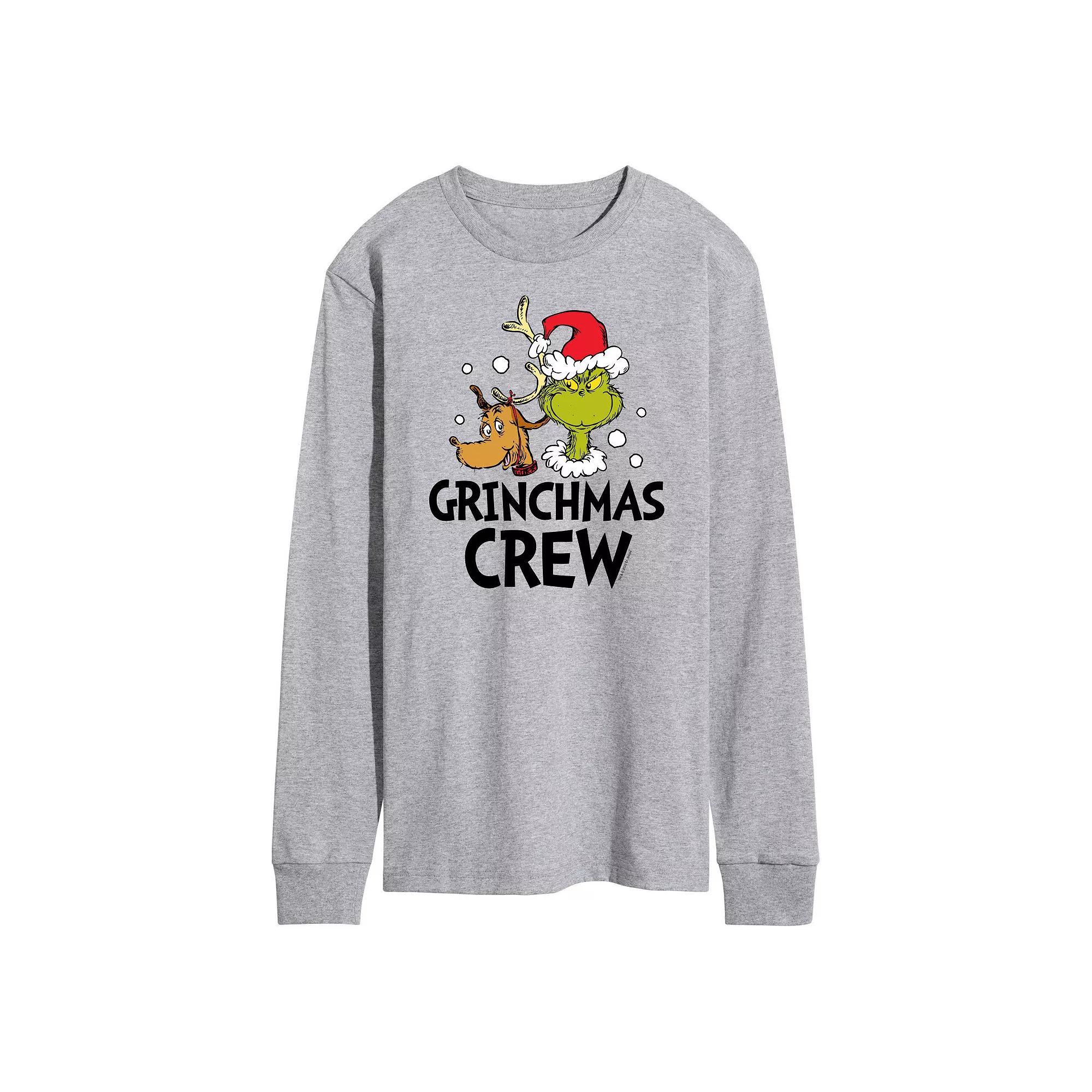 Men's Dr. Seuss Grinch Grinchmas Crew Long Sleeve Tee, Size: Small, Gray Product Image