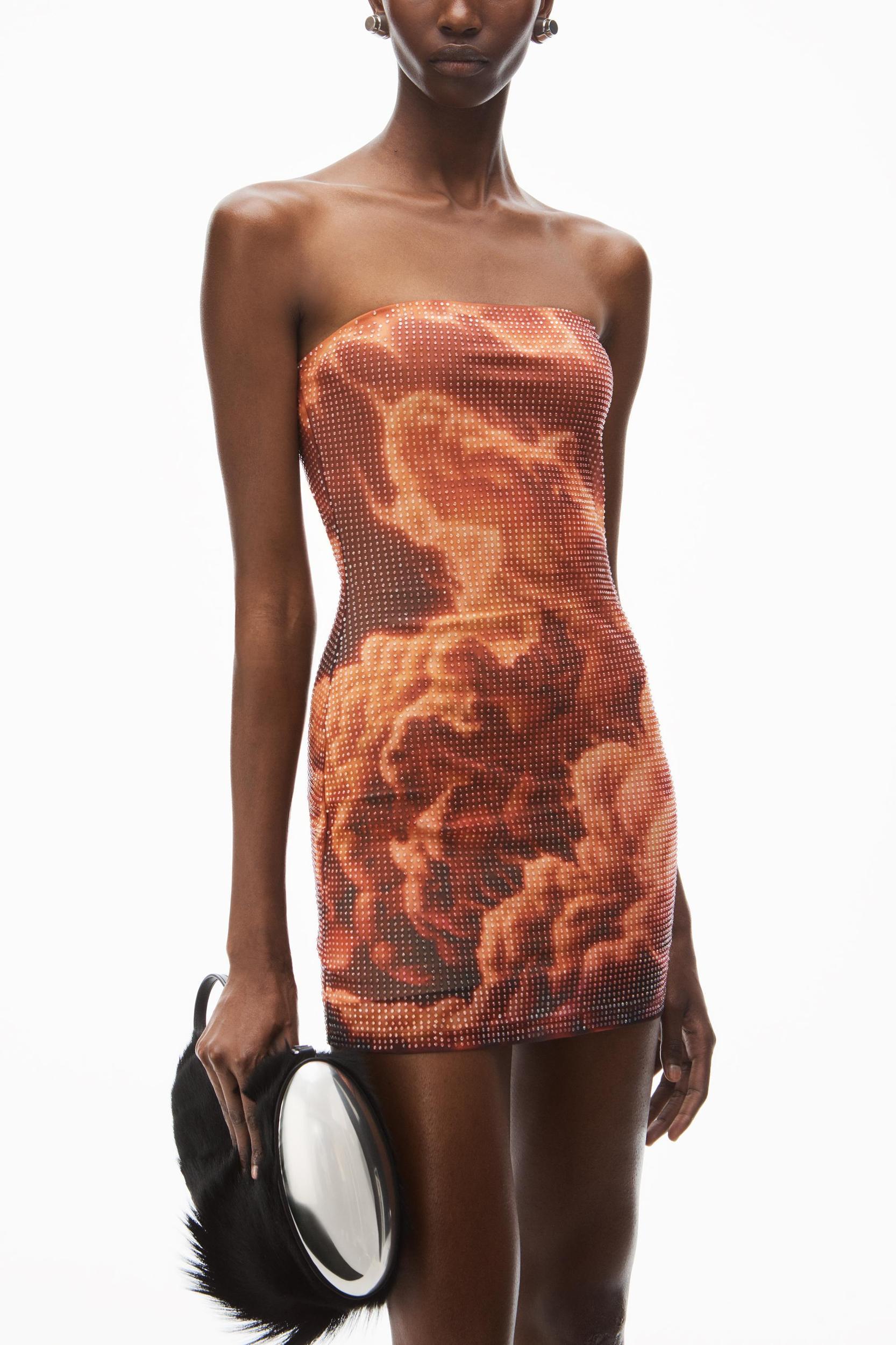 Crystal Hotfix Cloud-print Minidress In Organza Jersey Product Image