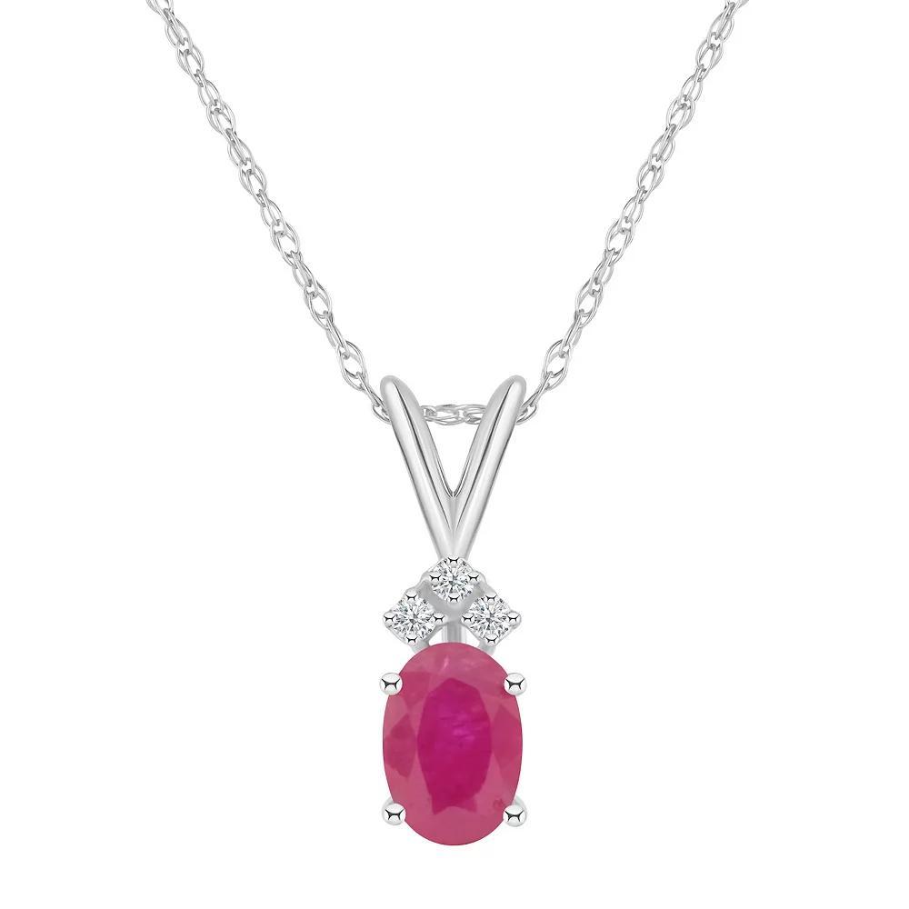Celebration Gems 14k White Gold Gemstone & Diamond Accent Pendant Necklace, Women's, Size: 18", Green Product Image