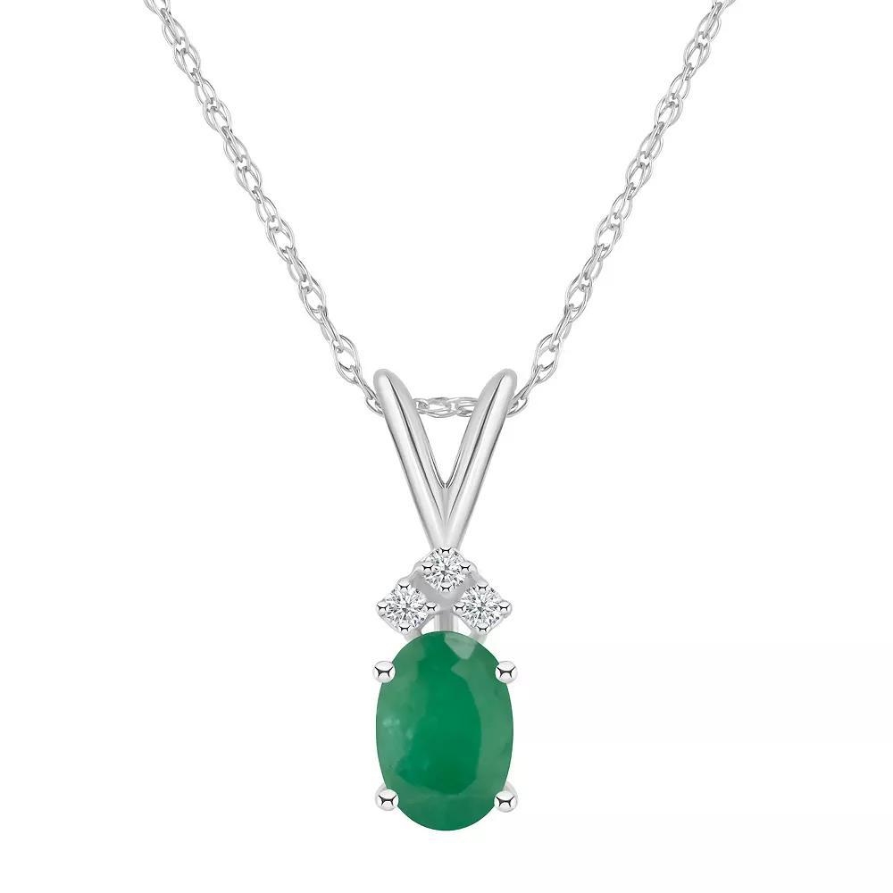 Celebration Gems 14k White Gold Gemstone & Diamond Accent Pendant Necklace, Women's, Size: 18", Green Product Image