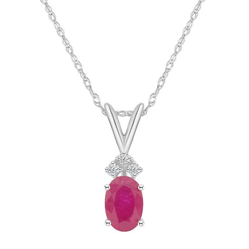 Celebration Gems 14k White Gold Gemstone & Diamond Accent Pendant Necklace, Women's, Size: 18", Green Product Image