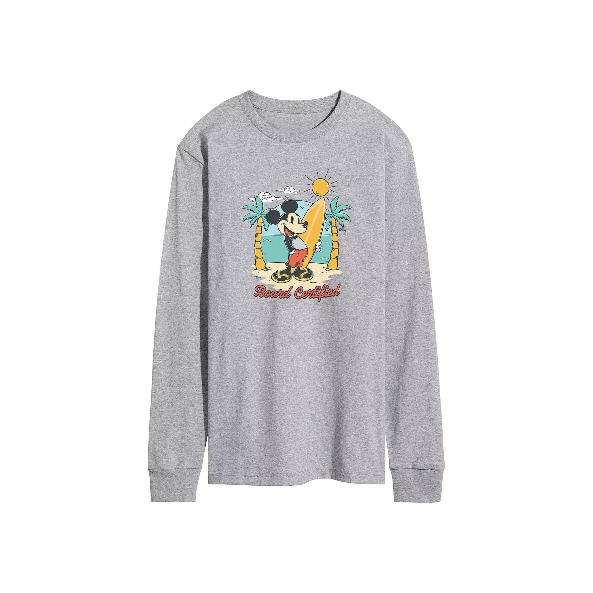 Disneys Board Certified Mickey Mens Graphic Tee Grey Gray Product Image