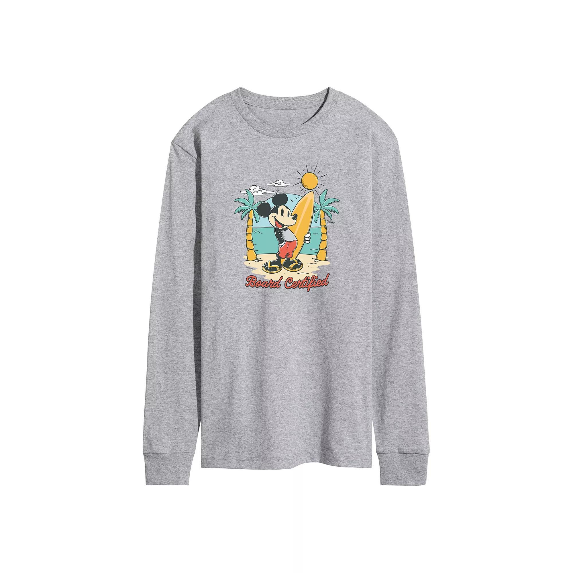 Disneys Board Certified Mickey Mens Graphic Tee Grey Gray Product Image