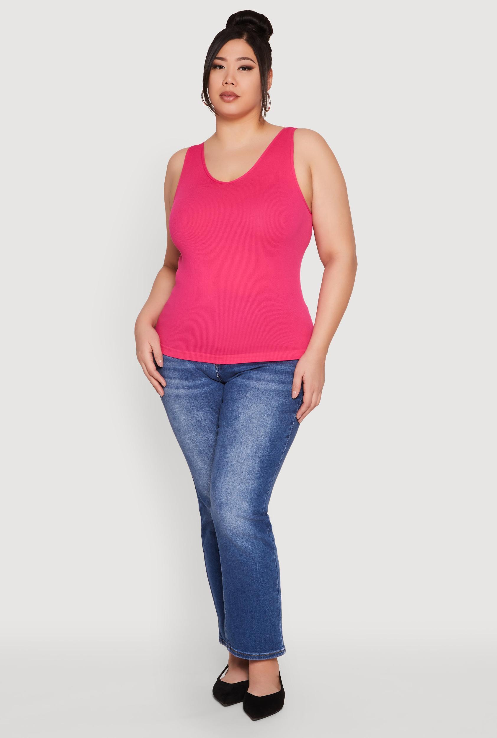 Womens Plus Size Seamless Rib Knit Tank Top Product Image