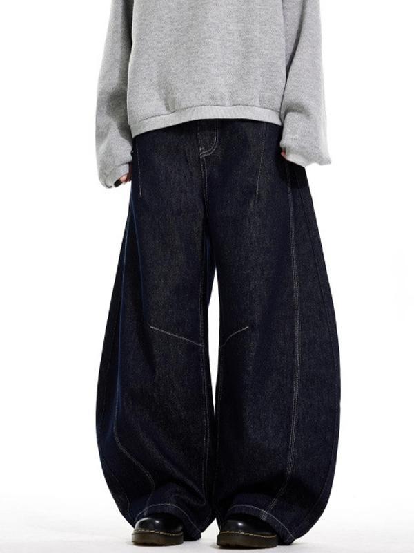 Retro Blue Washed Deconstruction Boyfriend Jeans Product Image