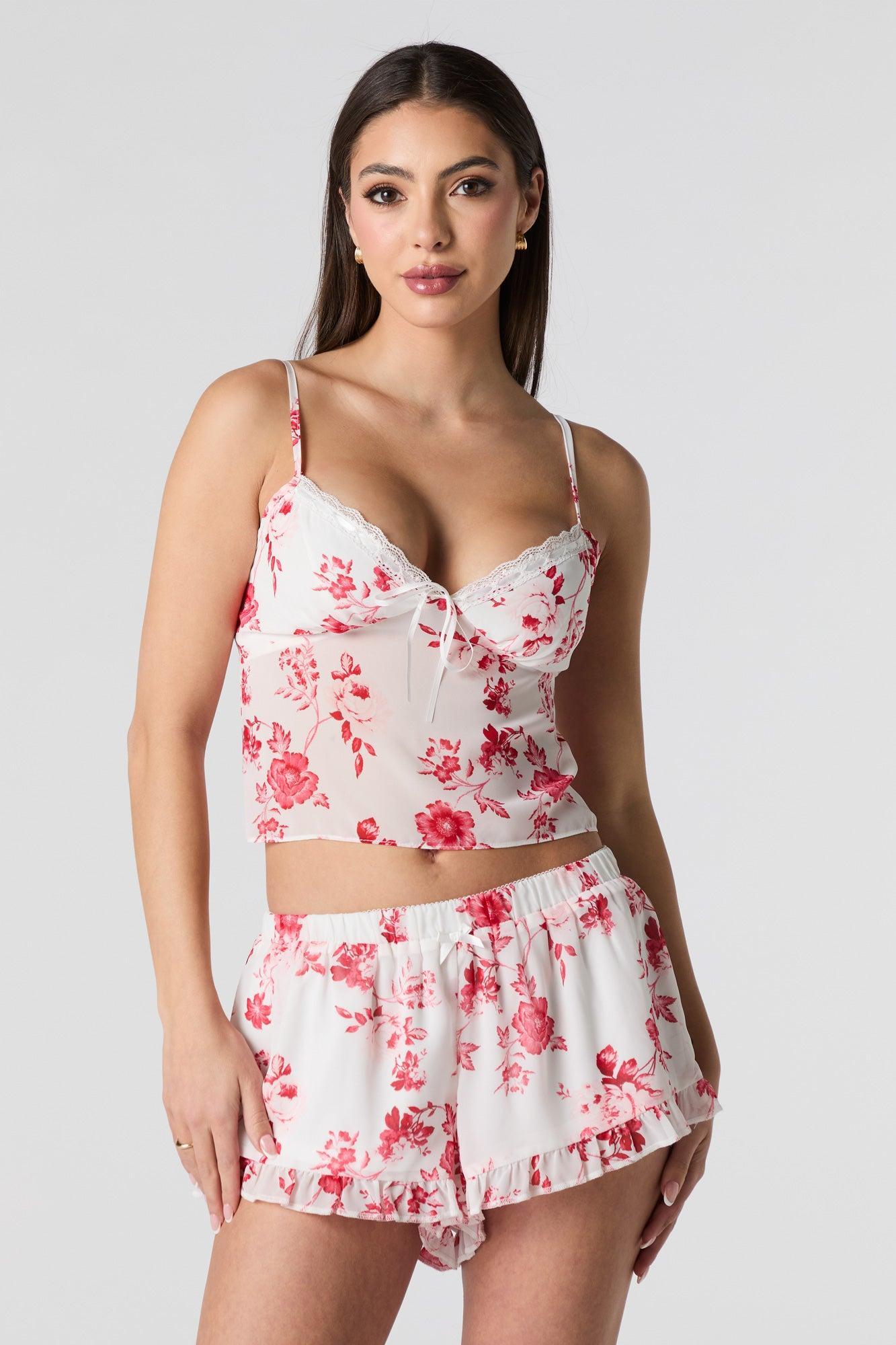 Printed Chiffon Ruffle Short Female Product Image
