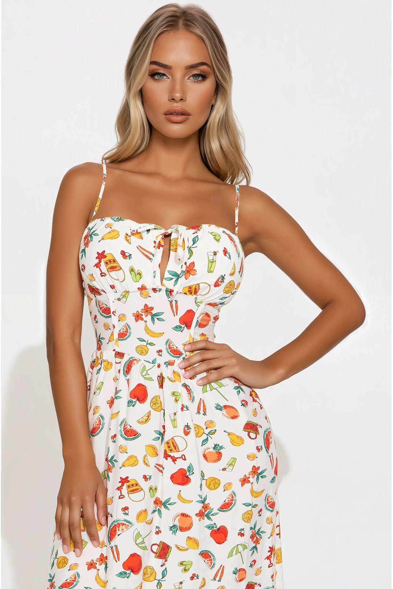 Day At The Beach Corset Midi Dress - Multi Color Product Image