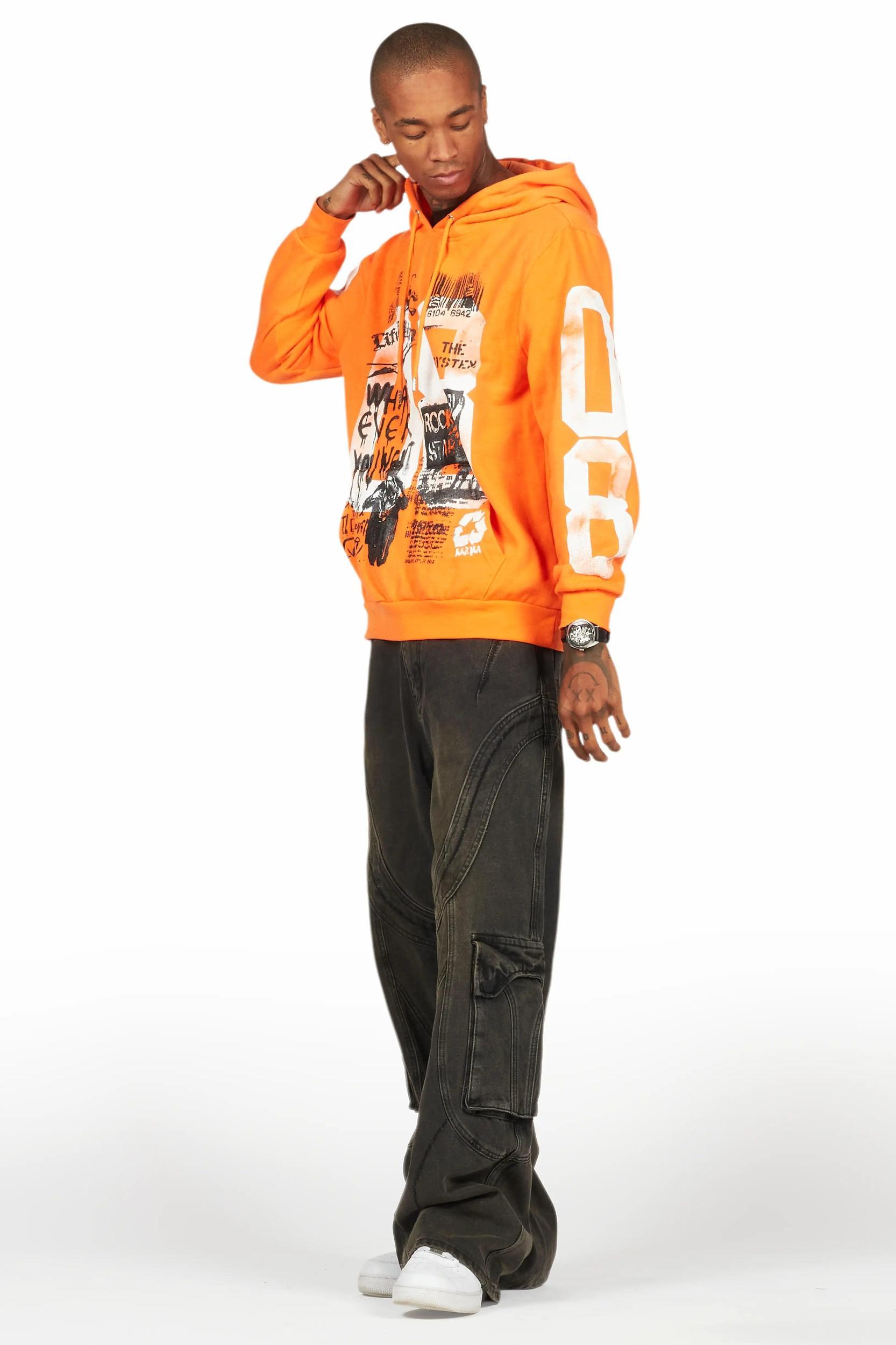 Grill Orange/White Graphic Hoodie Male Product Image