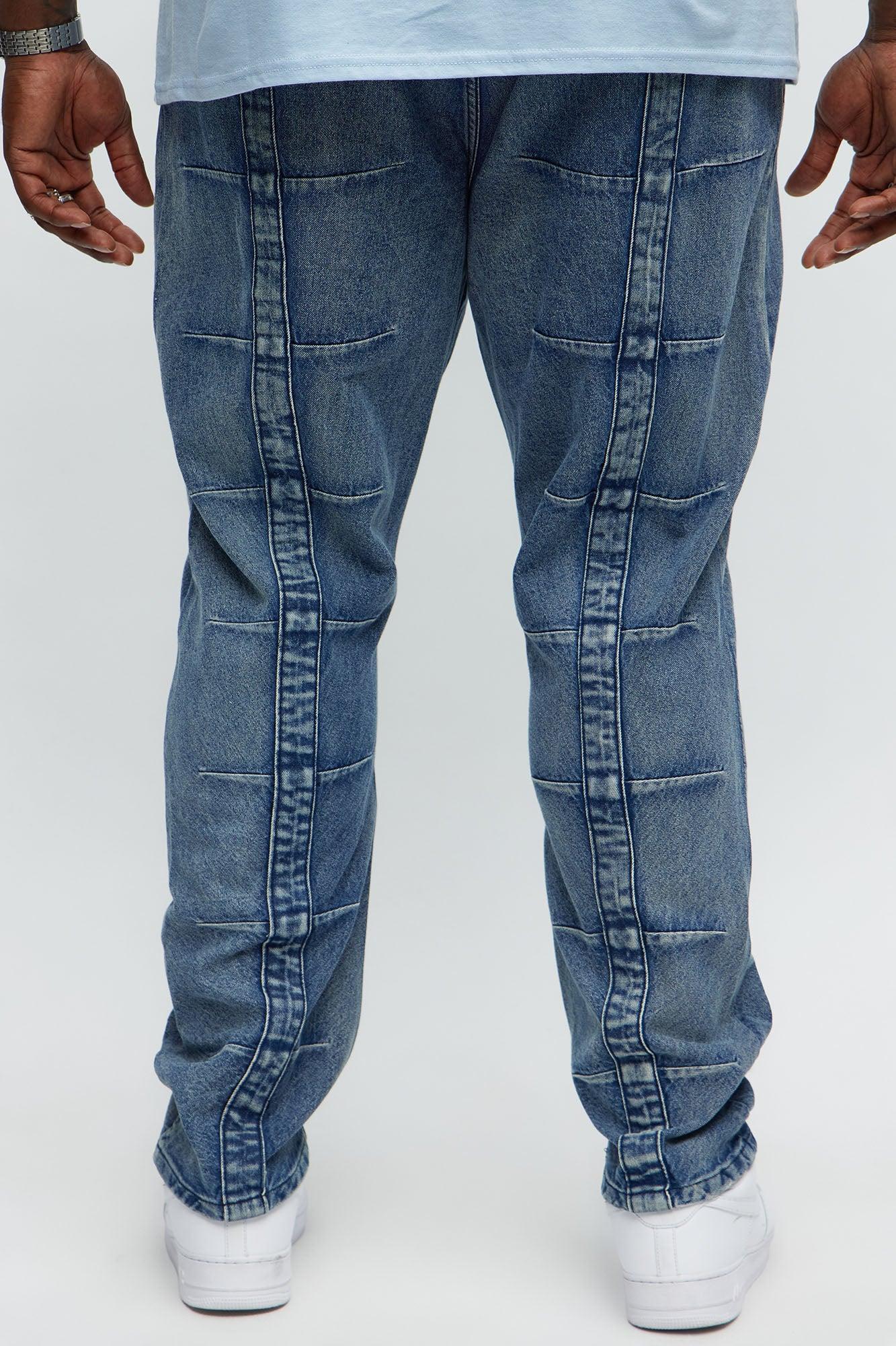 Vertical Panel Slim Jeans - Medium Blue Wash Product Image