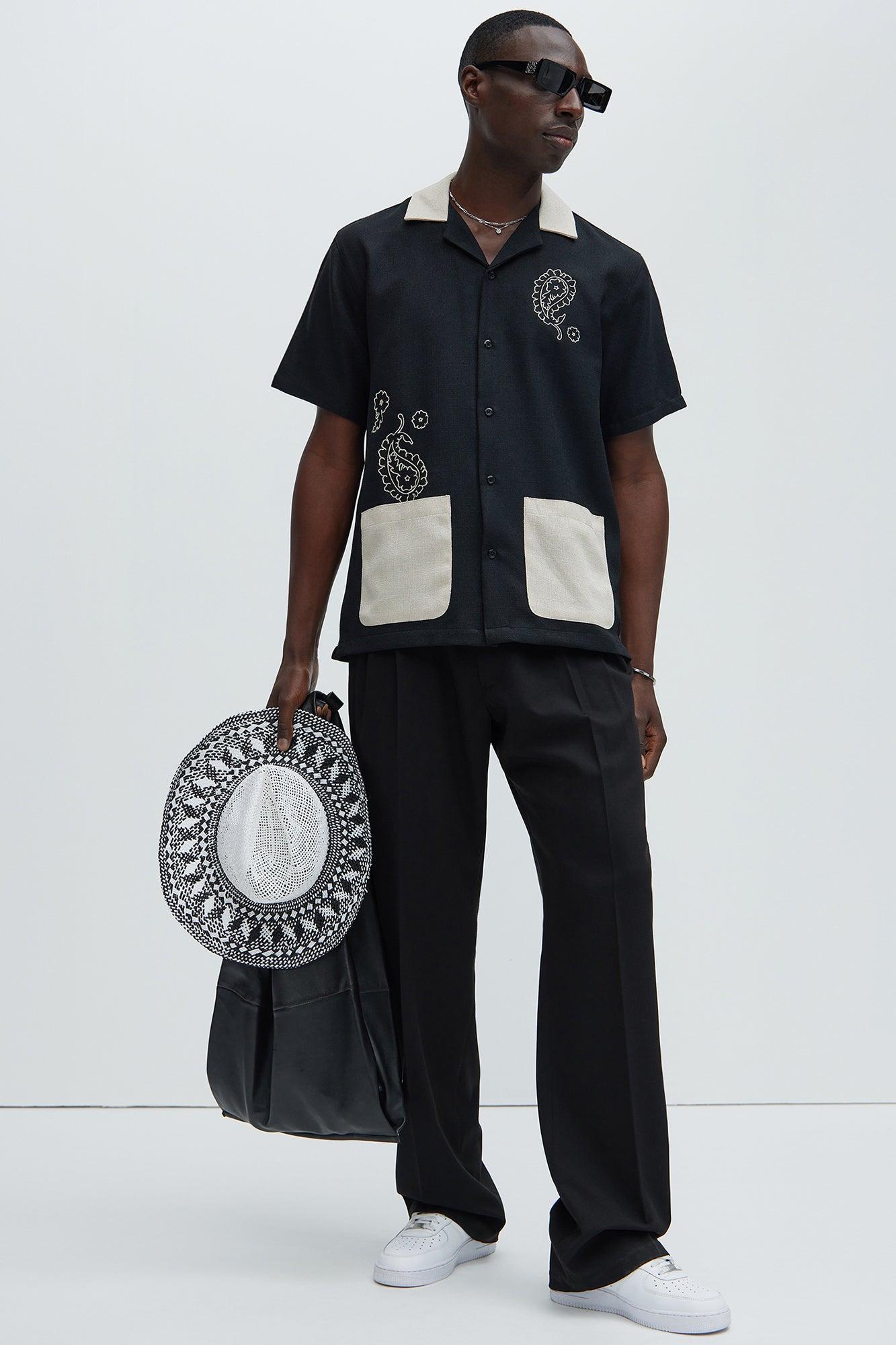 Paisley Embroidered Shirt - Black/combo Product Image