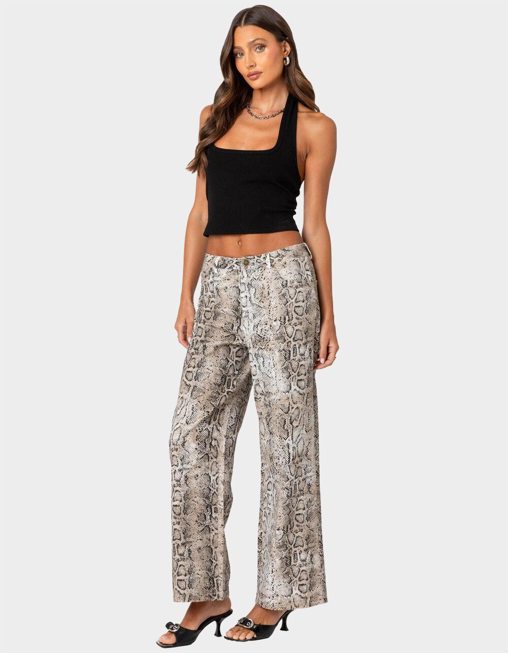 EDIKTED Snakeskin Printed Low Rise Jeans Product Image