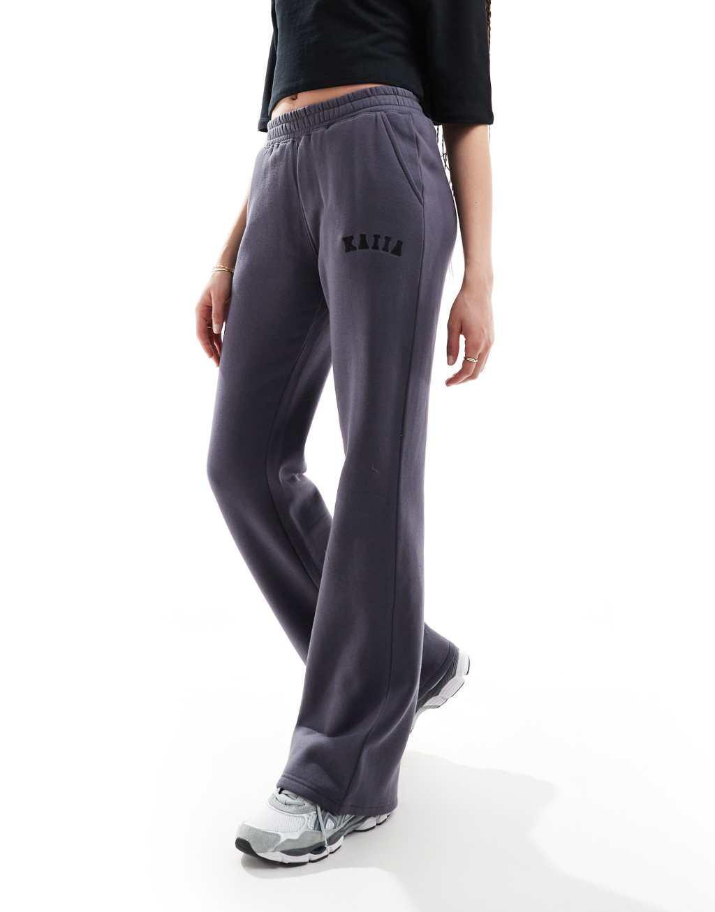 Kaiia Plus wide leg sweatpants in dark gray Product Image