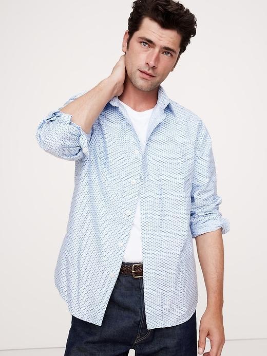 Standard-Fit Washed Cotton Poplin Shirt Product Image