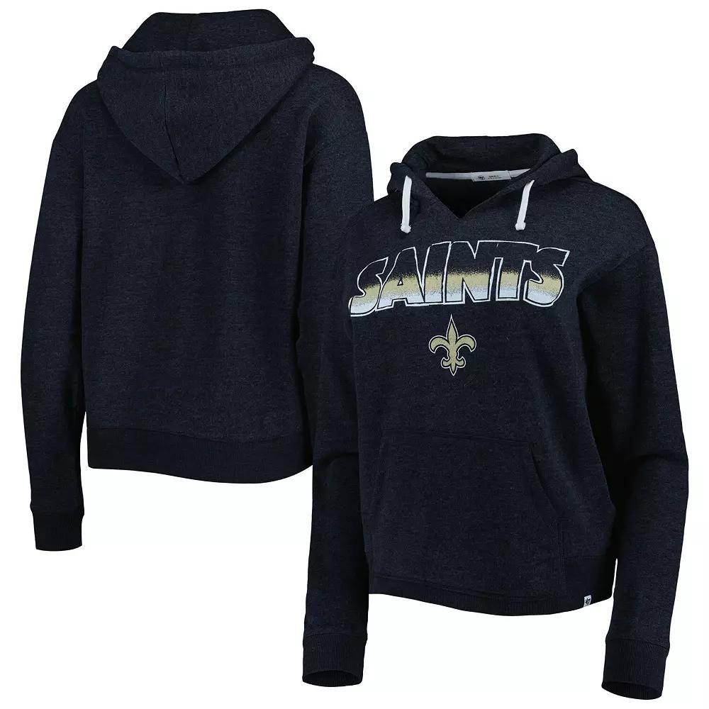 Women's '47 Black New Orleans Saints Color Rise Kennedy Notch Neck Pullover Hoodie, Size: Large Product Image