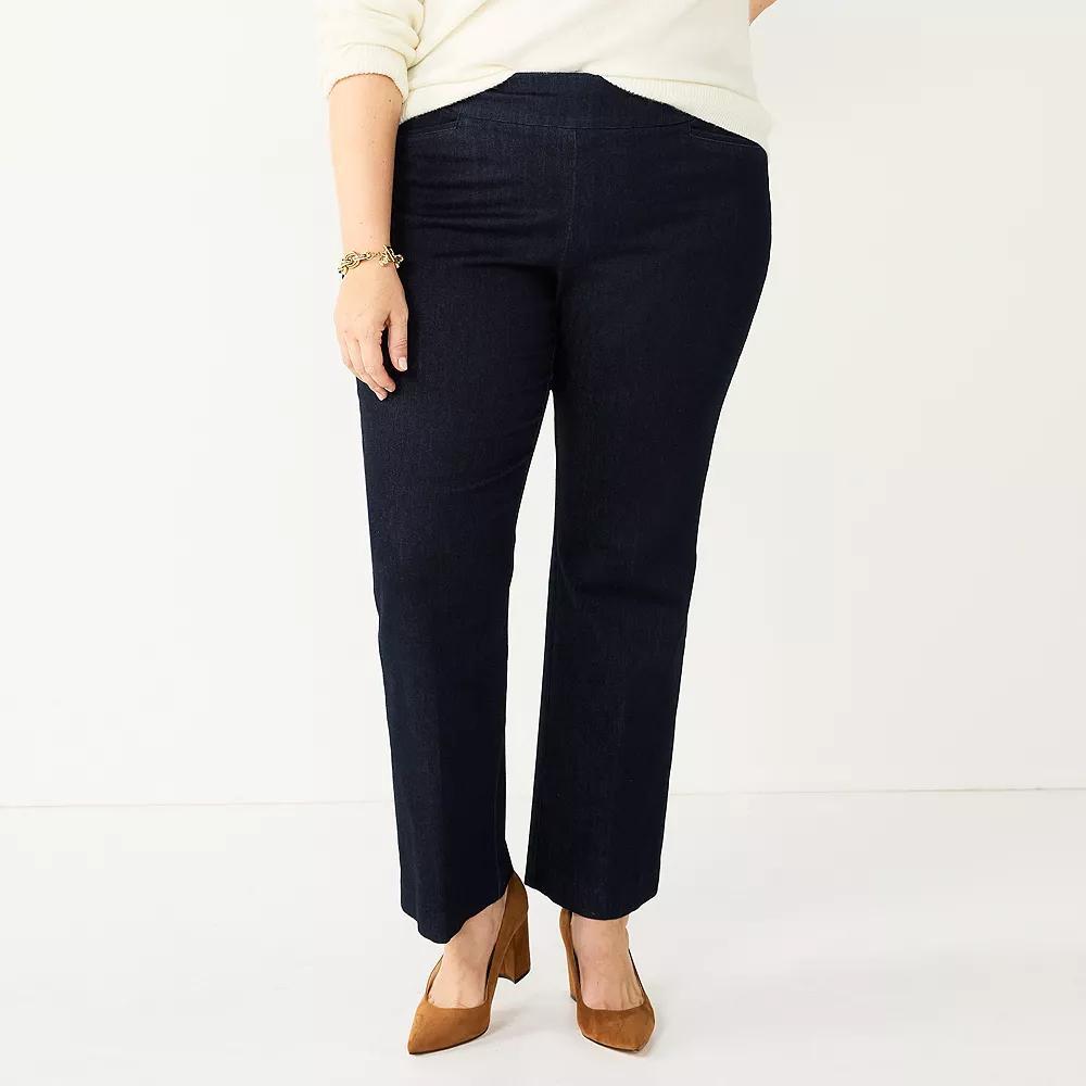 Plus Size Croft & Barrow® Effortless Stretch Pull-On Bootcut Pants, Women's, Size: 24 W, Rinse Blue Product Image