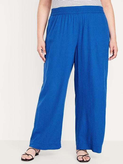 High-Waisted Linen-Blend Wide-Leg Pants Product Image