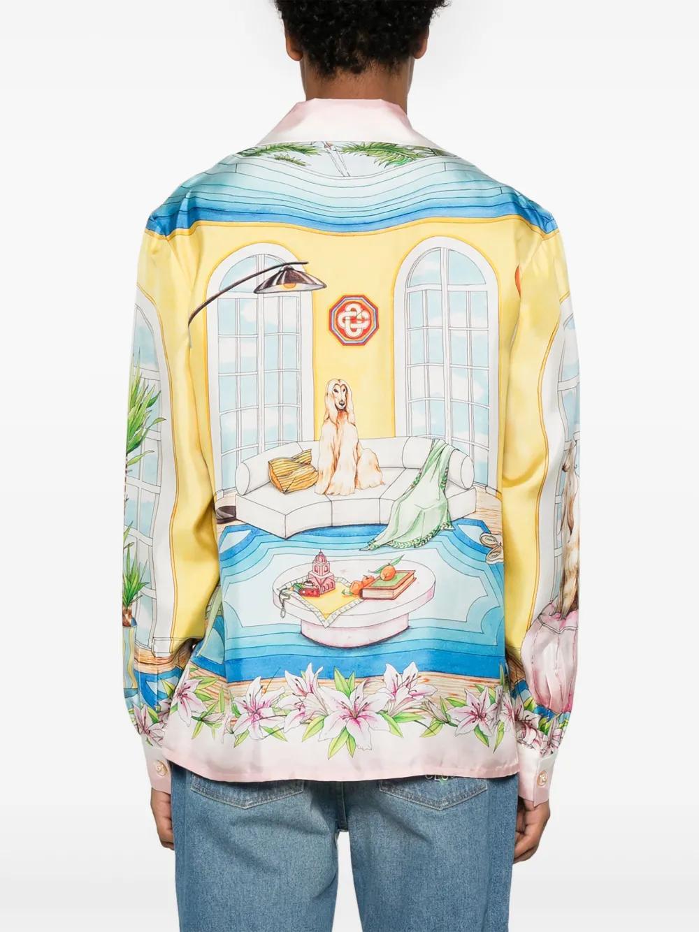 Apartement-print silk shirt Product Image