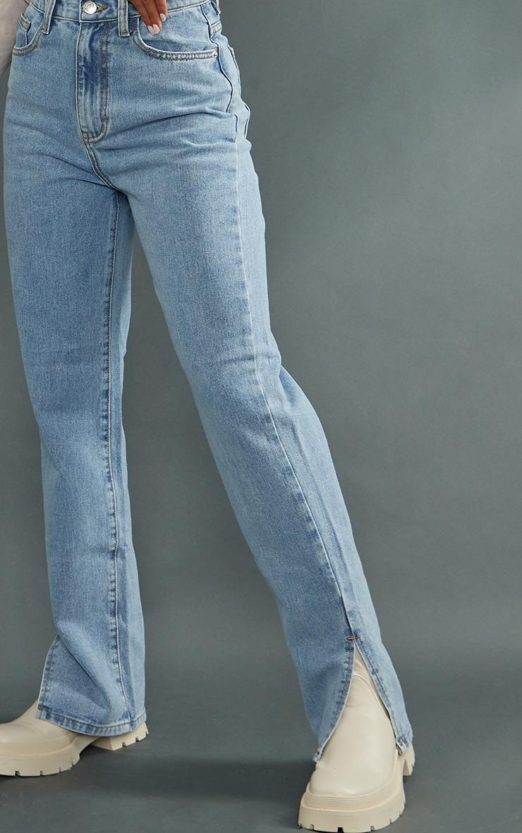 Petite Light Wash Split Hem Jeans Product Image