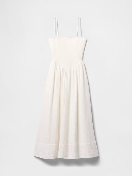 Crinkle Gauze Mixed Media Maxi Dress Product Image