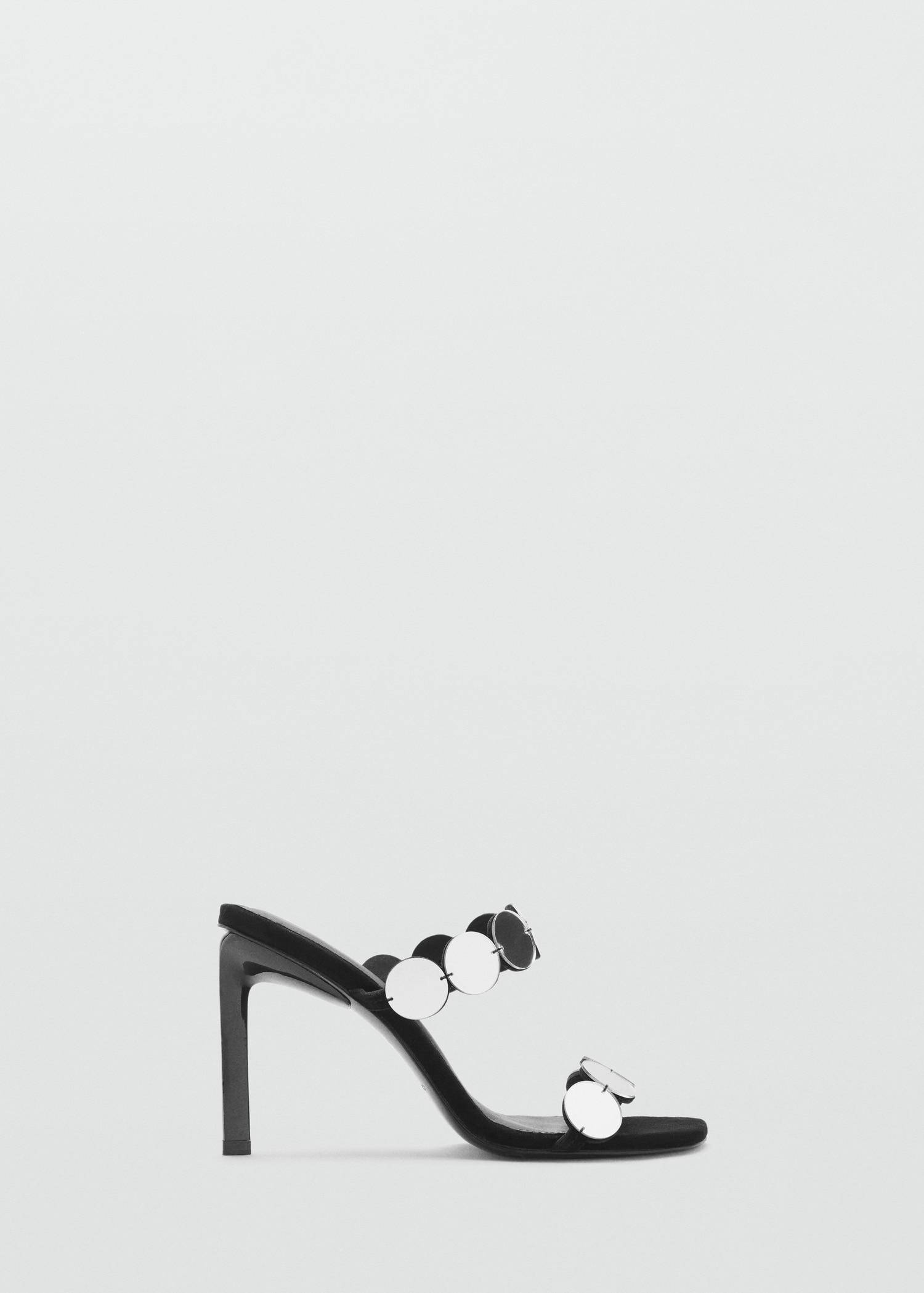 Leather heeled sandal with mirrors - Women | MANGO USA Product Image