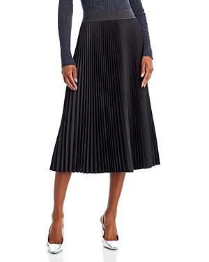 Pleated Flannel Combo Midi Skirt Product Image
