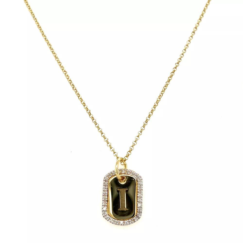 Meshmerise 18k Gold over Sterling Silver 1/5 Carat T.W. Diamond Initial Dog Tag Necklace, Women's, Size: 16-18" ADJ, Gold Tone I Product Image