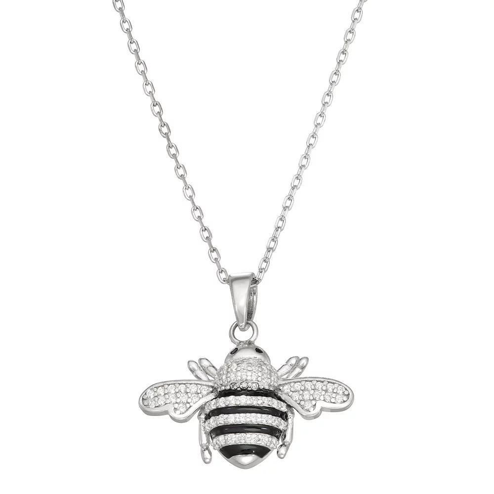 Sterling Silver Cubic Zirconia Bumblebee Pendant Necklace, Women's, Size: 18" Product Image