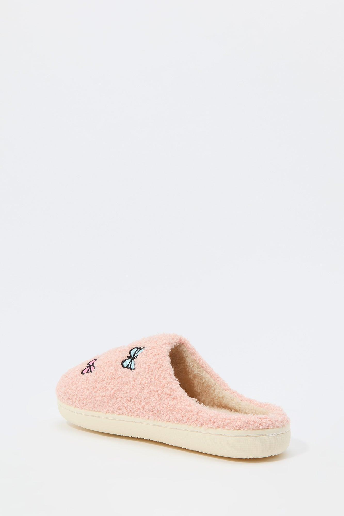Butterfly Embroidered Sherpa Slipper Female Product Image