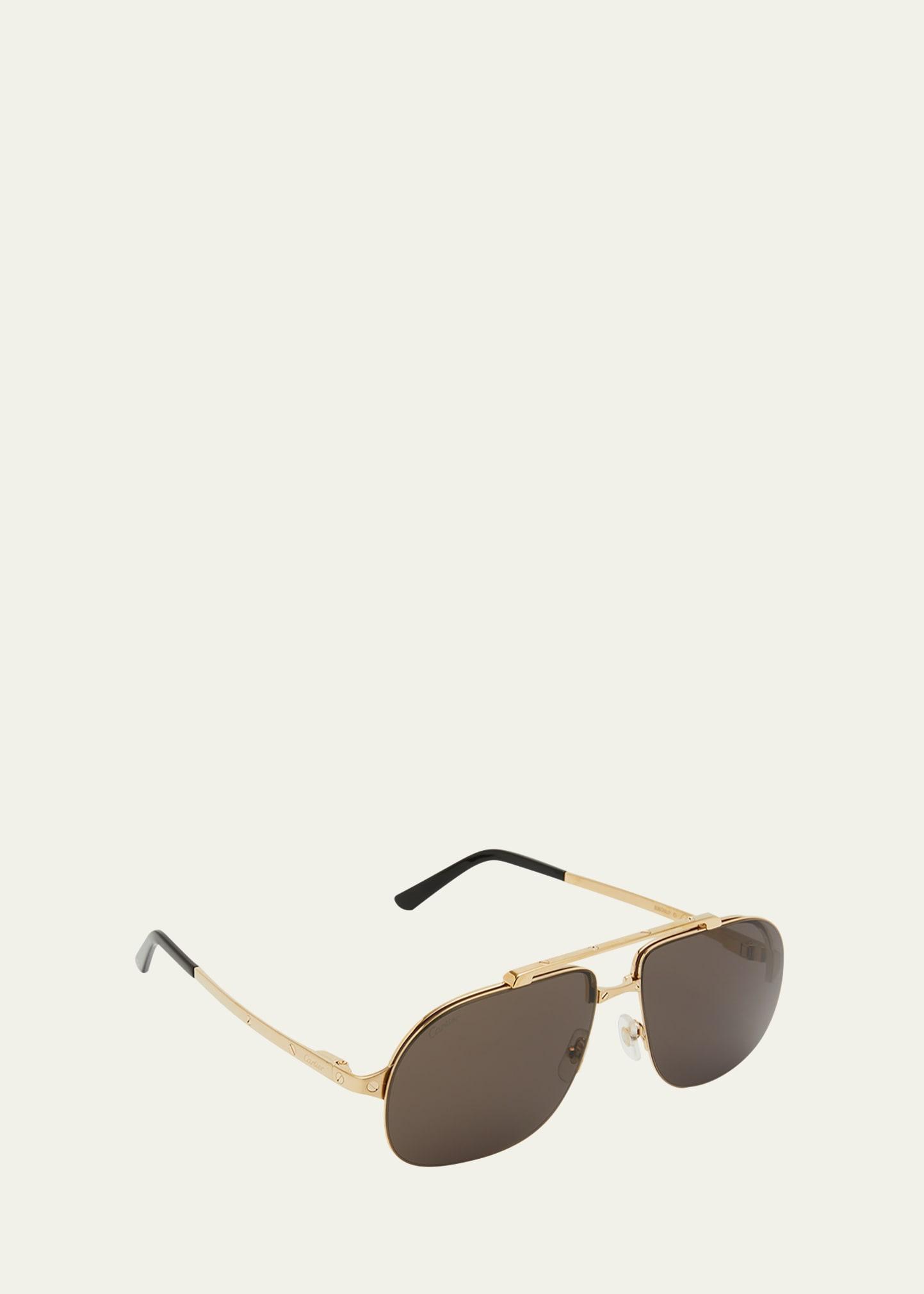 Mens Metal Double-Bridge Aviator Sunglasses Product Image