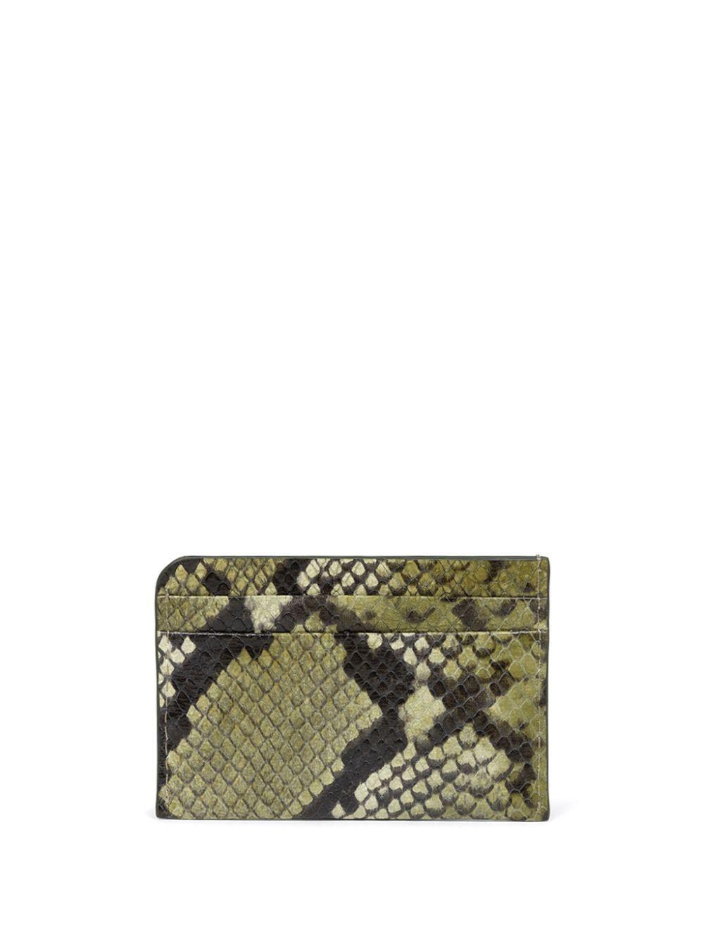 DRIES VAN NOTEN Animal-print Leather Cardholder In Green Product Image