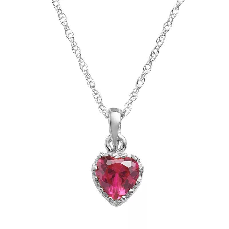 Designs by Gioelli Sterling Silver Garnet Heart Crown Pendant, Women's, Size: 18", Red Product Image