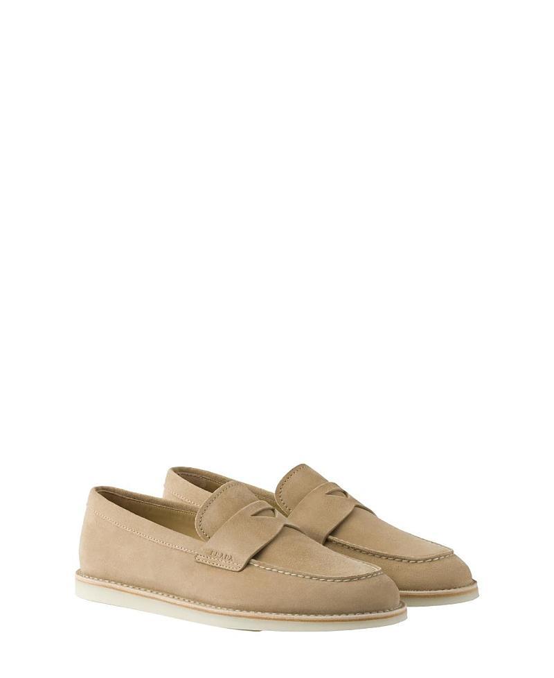 Prada Mens Bleached Suede Loafers Product Image