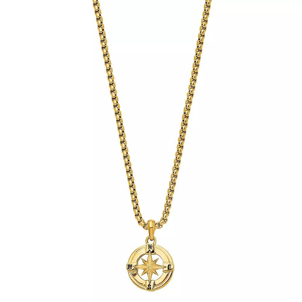 Men's Stainless Steel Compass Pendant Necklace, Size: 22" Product Image