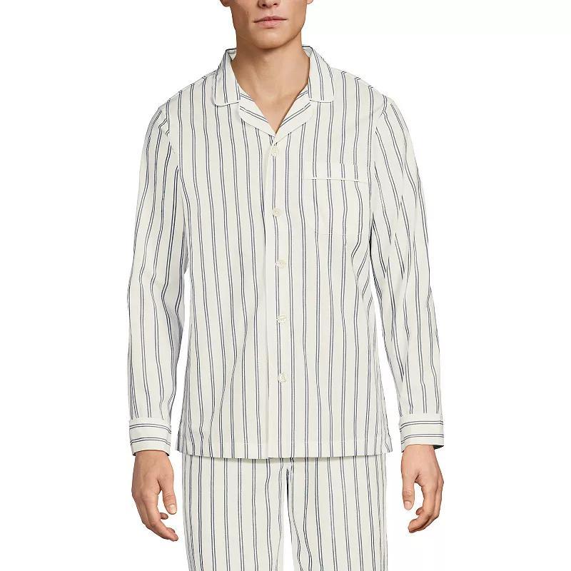 Men's Lands' End Broadcloth Pajama Sleep Shirt, Size: Large, Grey Blue Stripe Product Image