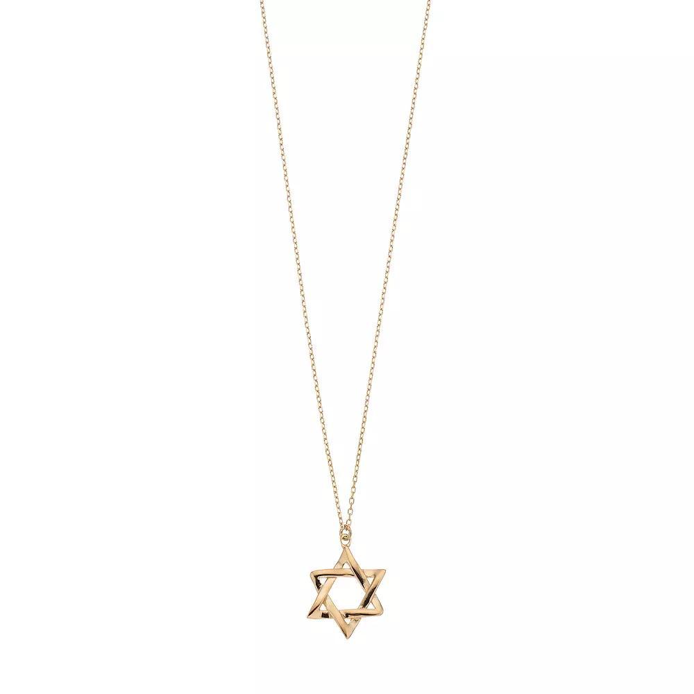 Sterling Silver Star of David Pendant Necklace, Women's, Size: 18", 14k Gold Over Product Image
