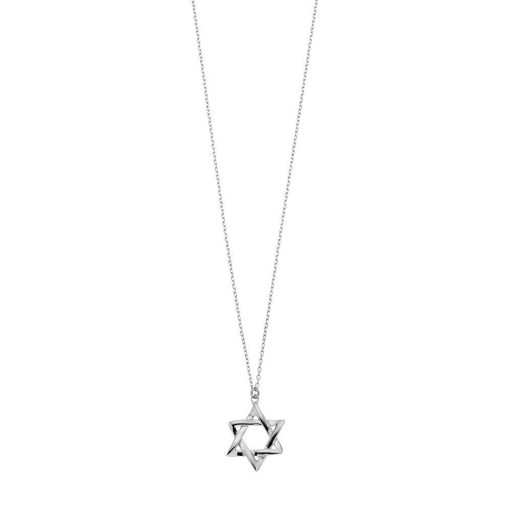 Sterling Silver Star of David Pendant Necklace, Women's, Size: 18", 14k Gold Over Product Image
