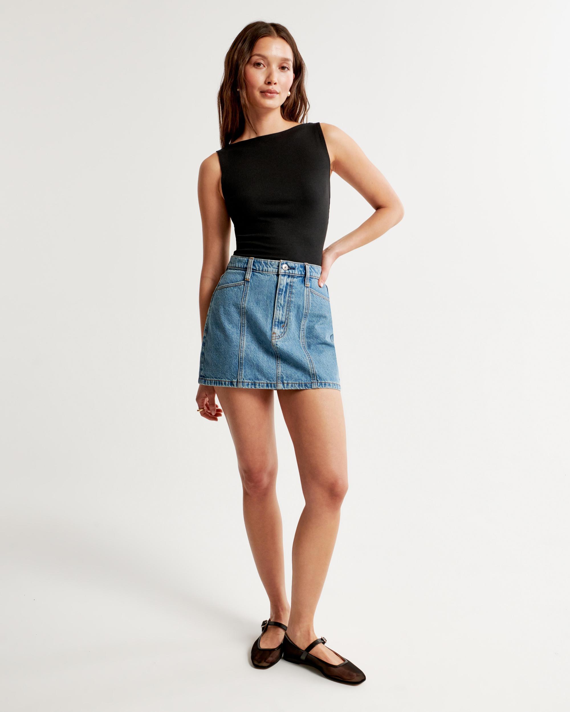 Denim Studded Mini Skirt Product Image