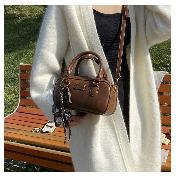 Top Handle Faux Leather Crossbody Bag / Bag Charm / Set Product Image
