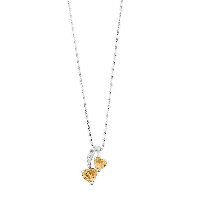 Gemminded Sterling Silver Gemstone & Diamond Accent Double Heart Pendant Necklace, Women's, Size: 18", Created Blue Product Image