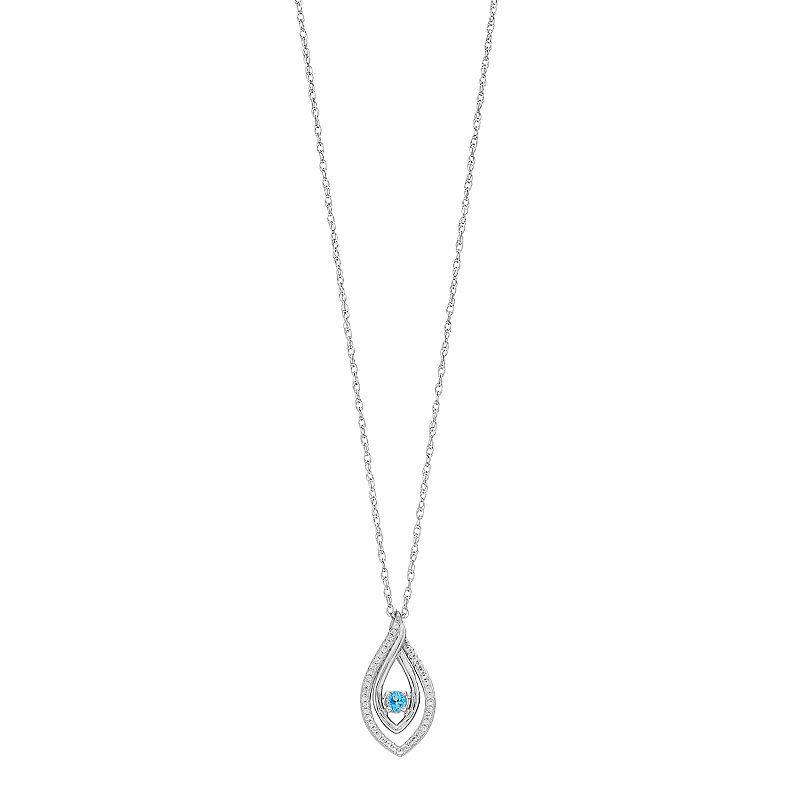 Sterling Silver Blue Topaz & Lab-Created White Sapphire Marquise Pendant, Women's, Size: 18" Product Image