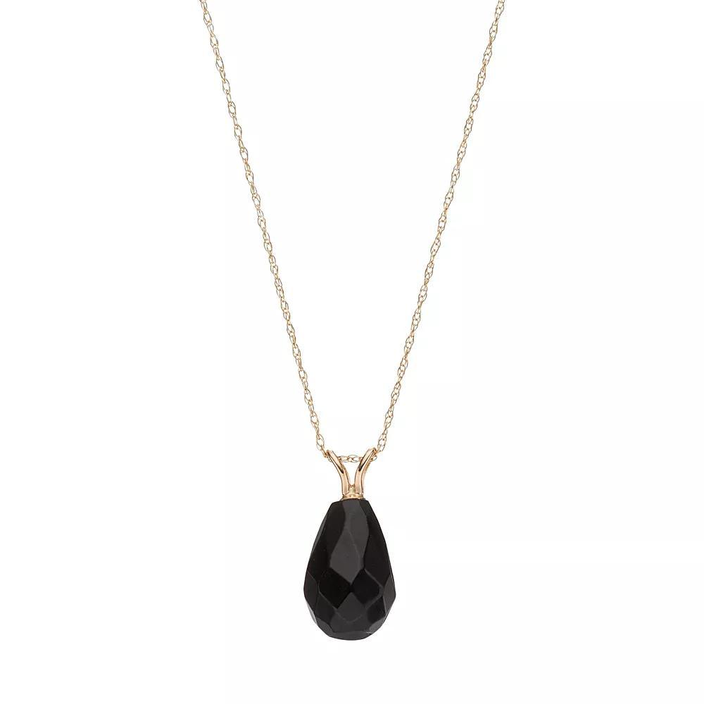 14k Gold Onyx Briolette Pendant Necklace, Women's, Size: 18", Black Product Image