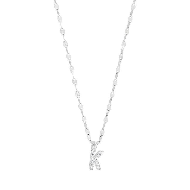 Judy Crowell Sterling Silver Cubic Zirconia Pave Mirror Chain Initial Necklace, Women's, Size: 18" Product Image